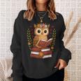 Owl Reading Book Graphic Owl With Book Floral Sweatshirt Gifts for Her