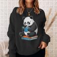 Panda With Glasses Reading Book Librarian Panda Sweatshirt Gifts for Her