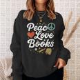 Peace Love Books Cute Retro Reading Graphic Sweatshirt Gifts for Her