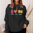 Peace Love Books Reader Librarian Library Book Sweatshirt Gifts for Her
