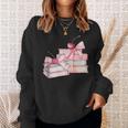 Pink Bow Books And Cherries For Book Lover Girl Women Sweatshirt Gifts for Her