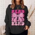 Pink Leopard Read Coquette Bow Girls Retro Groovy Reading Sweatshirt Gifts for Her