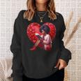 Pretty Girl With Book And Hearts For Valentine's Day Sweatshirt Gifts for Her