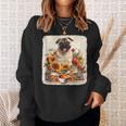 Pug Reading Books Sunflowers With Coffee Lover Owner Sweatshirt Gifts for Her