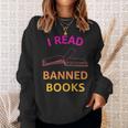 I Read Banned Books Pink-Yellow Literature Activist Sweatshirt Gifts for Her
