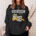 Read Books With Me Cat Lover Book Lover Librarian Reading Sweatshirt Gifts for Her