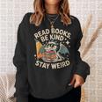 Read Books Be Kind Stay Weird Book Dragon Skeleton Reading Sweatshirt Gifts for Her Read Books Be Kind Stay Weird Book Dragon Skeleton Reading Sweatshirt Gifts for Her