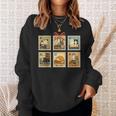 Reading Book Lover Bookish Cat Mom Cat Reading Books Stamps Sweatshirt Gifts for Her
