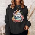 Reading Books Booklover Hamster And Watercolor Books Sweatshirt Gifts for Her