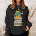 Reading Cat Book & Tea Lover Sweatshirt Gifts for Her