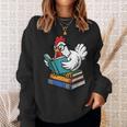 Reading Chicken Bookworm Cute Chicken With Glasses Books Sweatshirt Gifts for Her