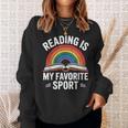 Reading Is My Favorite Sport Book Lover Saying Rainbow Sweatshirt Gifts for Her