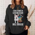 Reading Kids Cartoon Read Books Pet Bull Terrier Lover Sweatshirt Gifts for Her