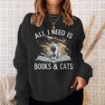 Reading All I Need Is Books & Cats Sweatshirt Gifts for Her