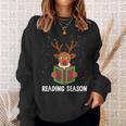 Reading Season Christmas Reindeer Bookworm Book Reader Sweatshirt Gifts for Her