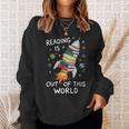 Reading Is Out Of This World Book Rocket Space Teacher Sweatshirt Gifts for Her