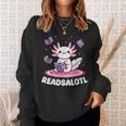 Readsalotl Axolotl Kawaii Anime Book Lover Reading Sweatshirt Gifts for Her