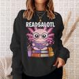 Readsalotl Axolotl Reading Book Bookworm Sweatshirt Gifts for Her