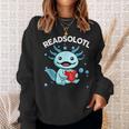 Readsolotl Cute Axolotl Read Book Ambystoma Mexicanum Kids Sweatshirt Gifts for Her