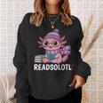 Readsolotl Cute Pink Kawaii Axolotl Reading Book Lover Sweatshirt Gifts for Her