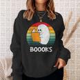 Retro Book Ghost Reading Halloween Teacher Men Women Sweatshirt Gifts for Her