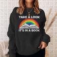 Retros Vintage Rainbow Take a Look It's In a Book Reading Sweatshirt Gifts for Her
