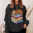 Sloth Napping On Book Stack Sweatshirt Gifts for Her