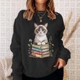 Snowshoe Cat Bookworm Flowers Book Reading Books Sweatshirt Gifts for Her
