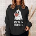 Sorry Im Boooked Reading Ghost Book Meme Sweatshirt Gifts for Her