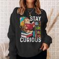 Stay Curious Monkey Reading Book Lover Bookworm Sweatshirt Gifts for Her