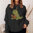 T-Rex Dinosaur Reading Book Nerd Sweatshirt Gifts for Her