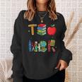 Teacher School Supplies Apple Books Pencil Globe Crayon Sweatshirt Gifts for Her Teacher School Supplies Apple Books Pencil Globe Crayon Sweatshirt Gifts for Her