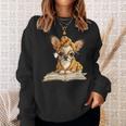 Tiny Puppy Open Book Reading Dog Lover Graphic Round Glasses Sweatshirt Gifts for Her Tiny Puppy Open Book Reading Dog Lover Graphic Round Glasses Sweatshirt Gifts for Her