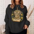 Triceratops Dinosaur Reading Book Flowers Floral Sweatshirt Gifts for Her
