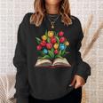 Tulips Flowers Book Floral Sweatshirt Gifts for Her
