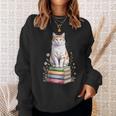 Turkish Van Bookworm Flowers Book Reading Books Sweatshirt Gifts for Her