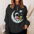 UFO Alien Astronaut Reading Book In Space Sweatshirt Gifts for Her
