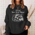 Vintage Feral But Well Read Raccoon Reading Book Lover Sweatshirt Gifts for Her