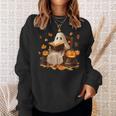 Vintage Ghost Reading Book Pumpkin Halloween Books Lover Sweatshirt Gifts for Her
