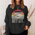 Vintage Retro Get Lit With Books Book Reading Lover Sweatshirt Gifts for Her