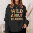 Wild About Reading Book Animal Book Lover Teacher Kids Sweatshirt Gifts for Her