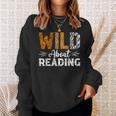Wild About Reading Books Reader Lover Animals Leopard Zebra Sweatshirt Gifts for Her