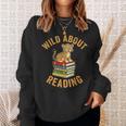 Wild About Reading Cute Leopard Teacher Kids Book Lover Sweatshirt Gifts for Her