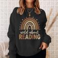 Wild About Reading Cute Rainbow Book Lover Teacher Sweatshirt Gifts for Her