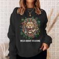 Wild About Reading Lion Head Books Lover Teacher Librarian Sweatshirt Gifts for Her