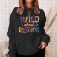 Wild About Reading Tie Dye Reading Books Sweatshirt Gifts for Her