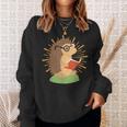 Wildlife Forest Animal Book Reading Bookworm Hedgehog Sweatshirt Gifts for Her