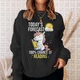 Women's 100 Chance Of Reading Book Lover Unicorn Sweatshirt Gifts for Her