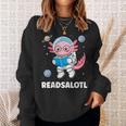 Women's Axolotl Books Readsalotl Reading Bookworm Boys Girls Kids Sweatshirt Gifts for Her