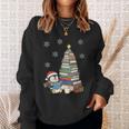 Women's Book Lovers Christmas Tree Reading Penguin Holiday Bookworm Sweatshirt Gifts for Her
